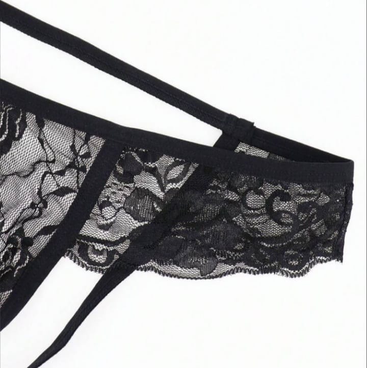 FANDY Men's Fashionable Alluring Rose Lace Crotchless Backless Sexy Underwear